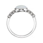 Sapphire Row Natural White Opal Bezel & Diamond Station Ring - 14K White Gold (view 2)