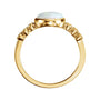 Sapphire Row Natural White Opal Bezel & Diamond Station Ring - 14K Yellow Gold (view 2)