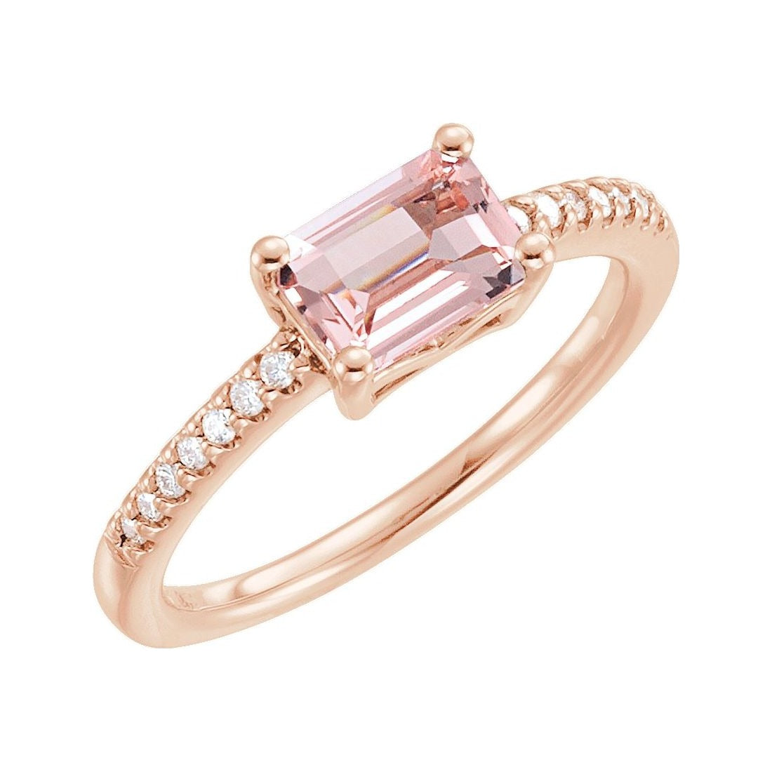 Sapphire Row Natural Pink Morganite East-West Accented Ring - Default Title