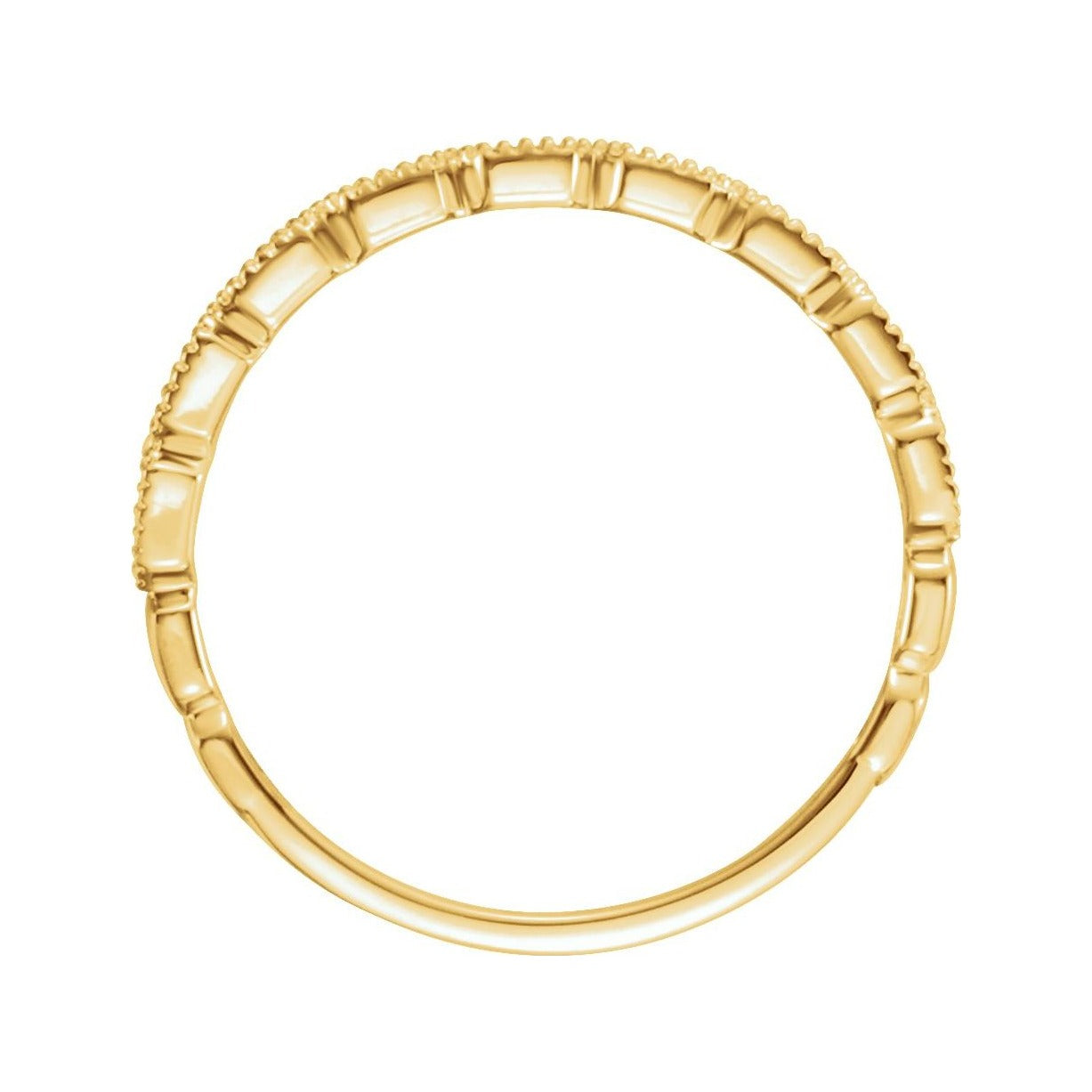 Sapphire Row Natural Diamond Milgrain Stacking Ring - 14K Yellow Gold (view 2)