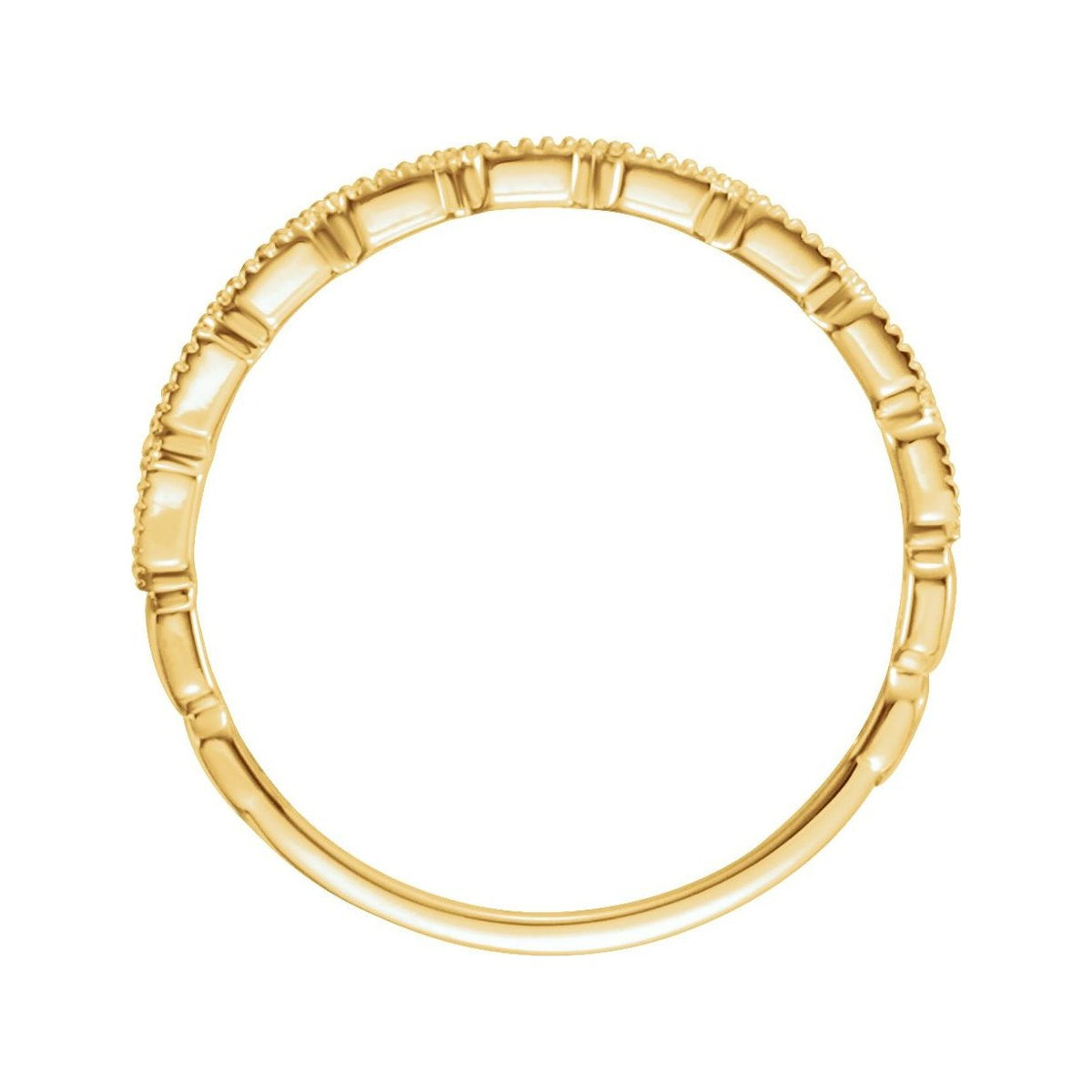 Sapphire Row Natural Diamond Milgrain Stacking Ring - 14K Yellow Gold (view 2)