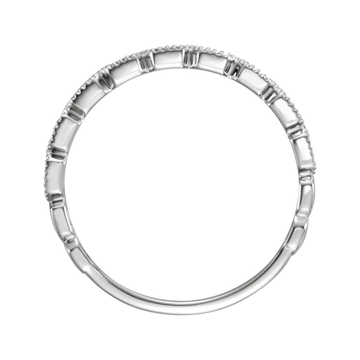 Sapphire Row Natural Diamond Milgrain Stacking Ring - 14K White Gold (view 2)