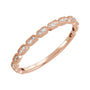 Sapphire Row Natural Diamond Milgrain Stacking Ring - 14K Rose Gold
