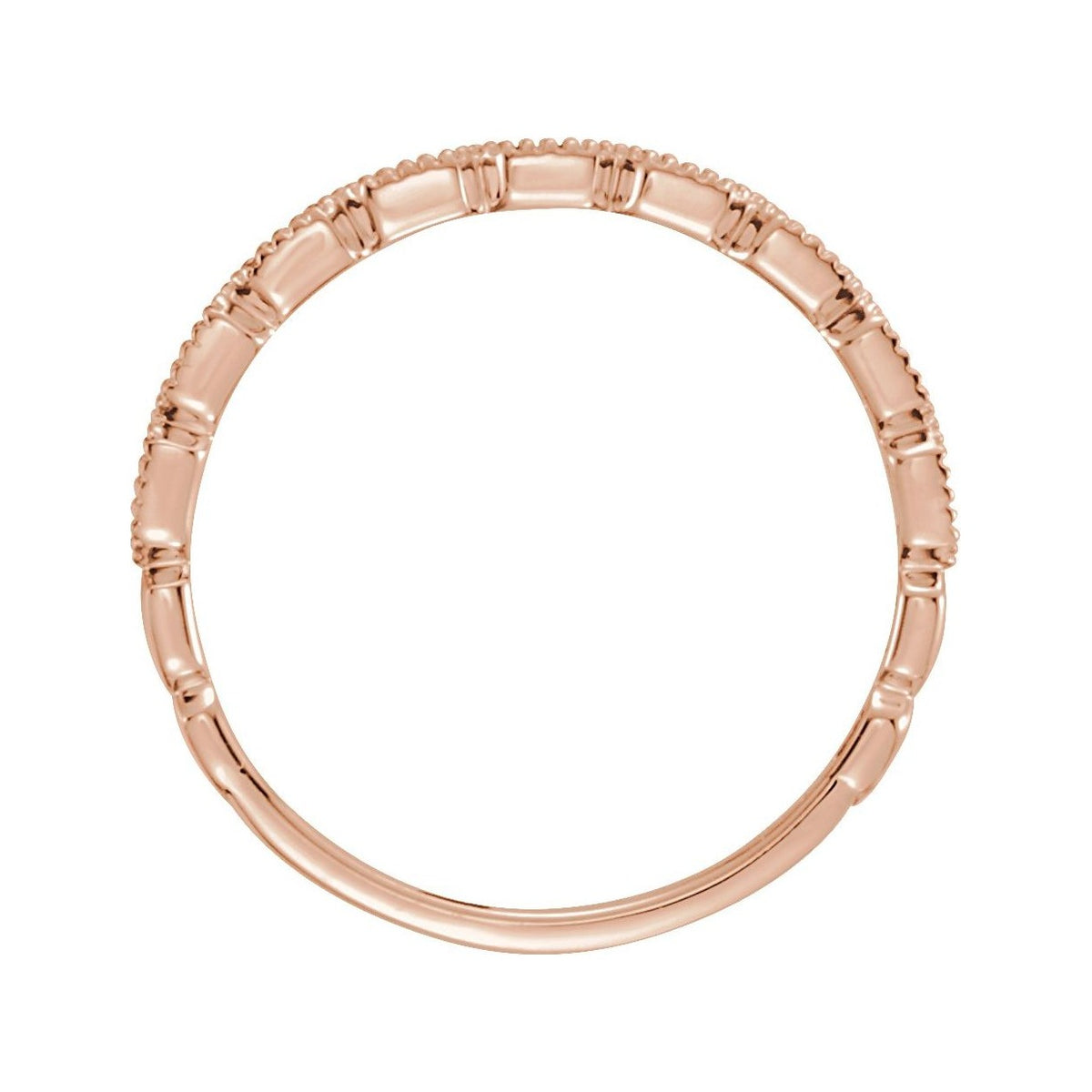Sapphire Row Natural Diamond Milgrain Stacking Ring - 14K Rose Gold (view 2)