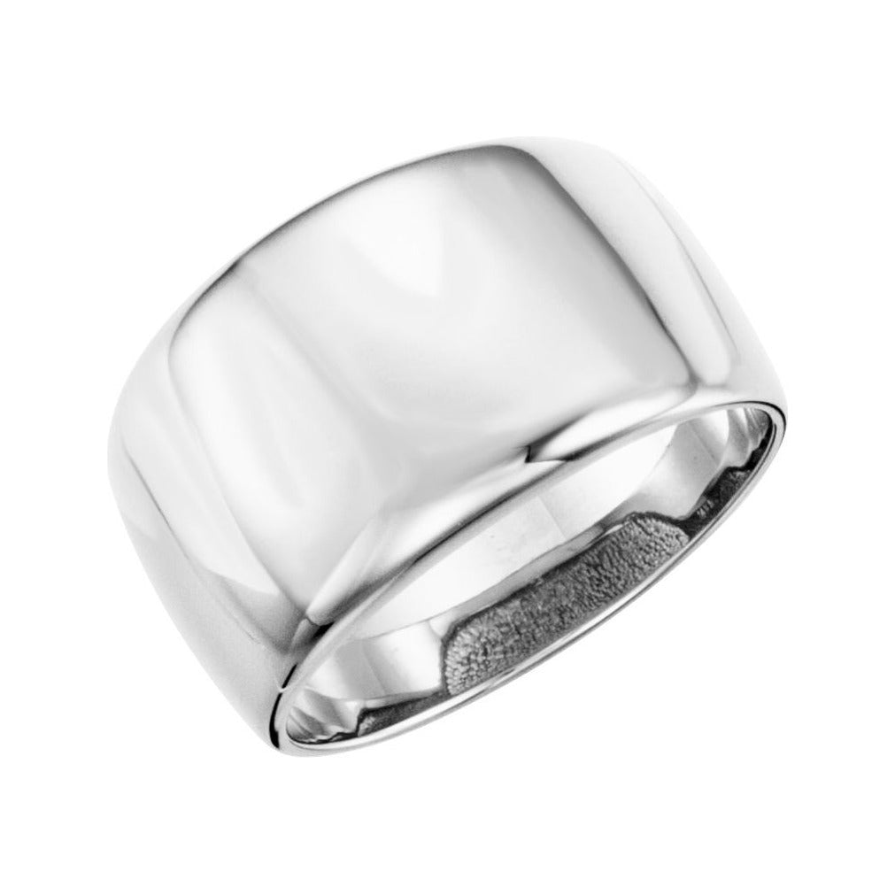 Sapphire Row Gold Domed Cigar Band - 14K White Gold