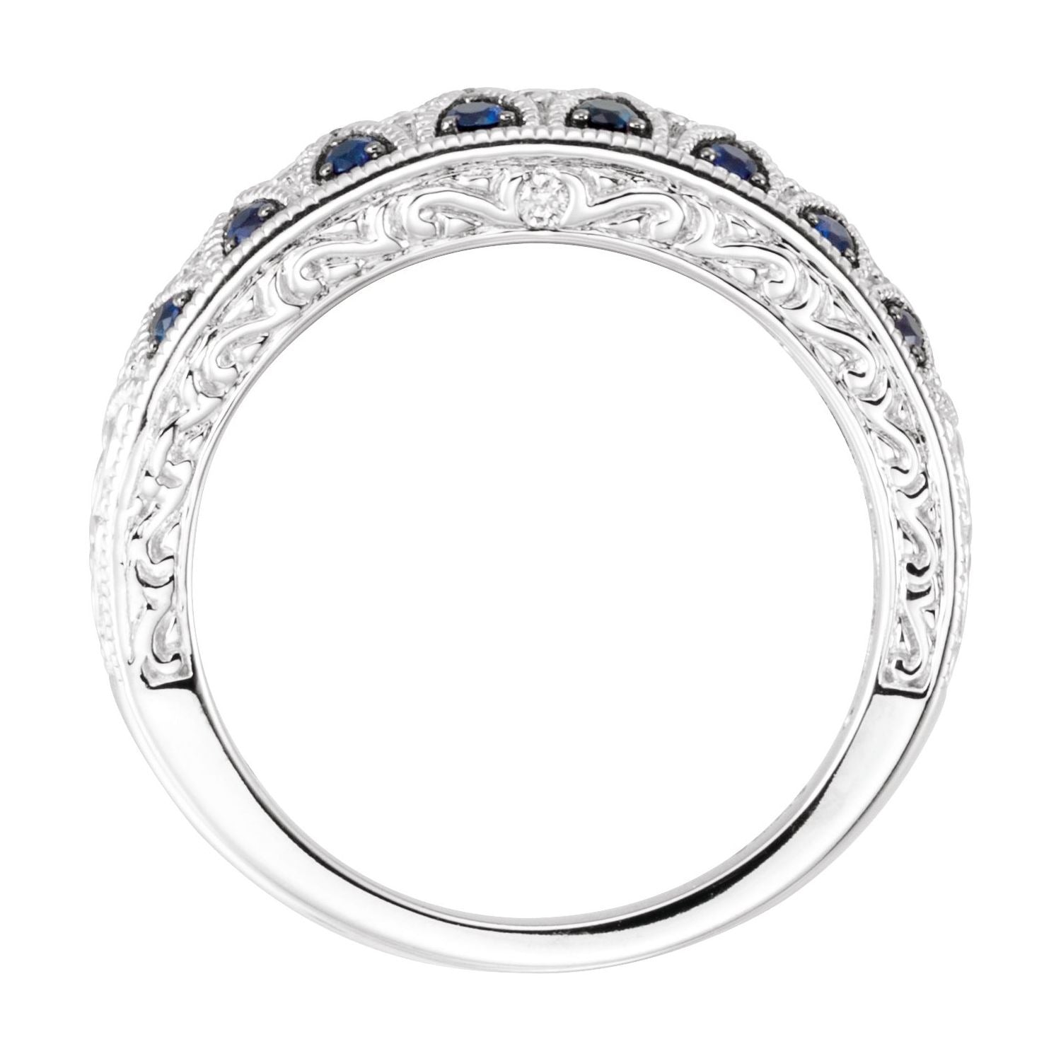 Sapphire Row Natural Blue Sapphire Granulated Vintage Band - Default Title (view 2)