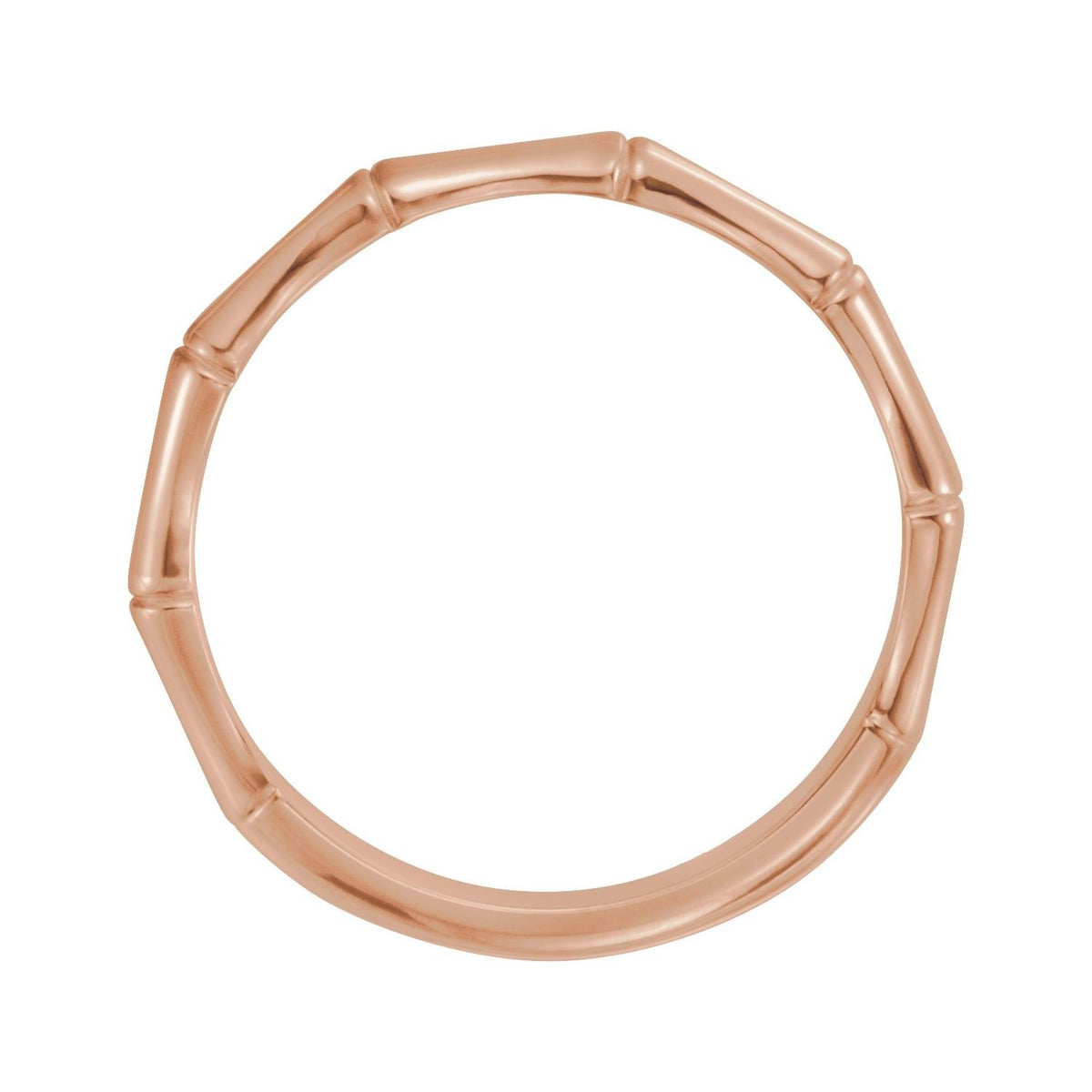 Sapphire Row Gold Bamboo Stackable Ring - 14K Rose Gold (view 2)