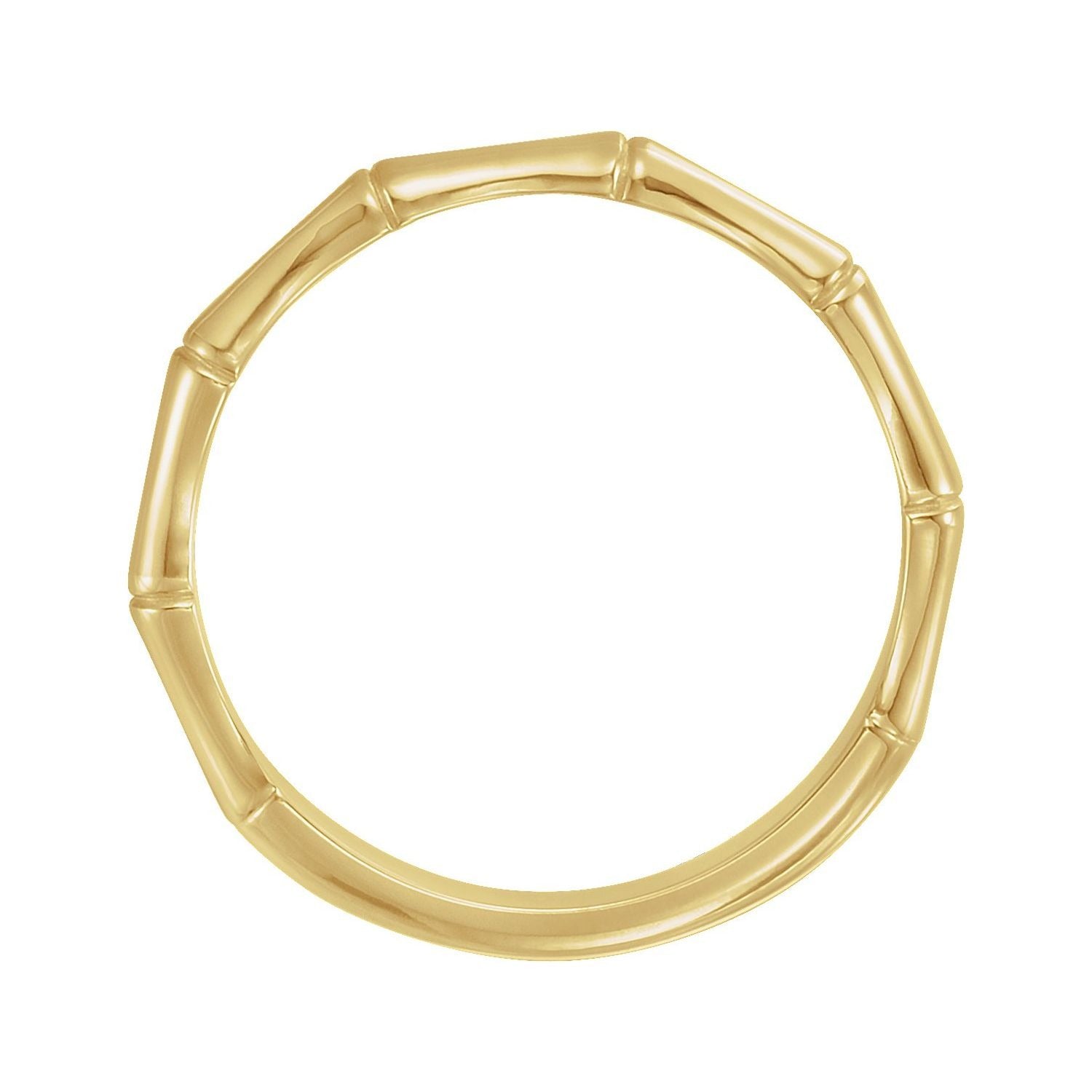 Sapphire Row Gold Bamboo Stackable Ring - 14K Yellow Gold (view 2)