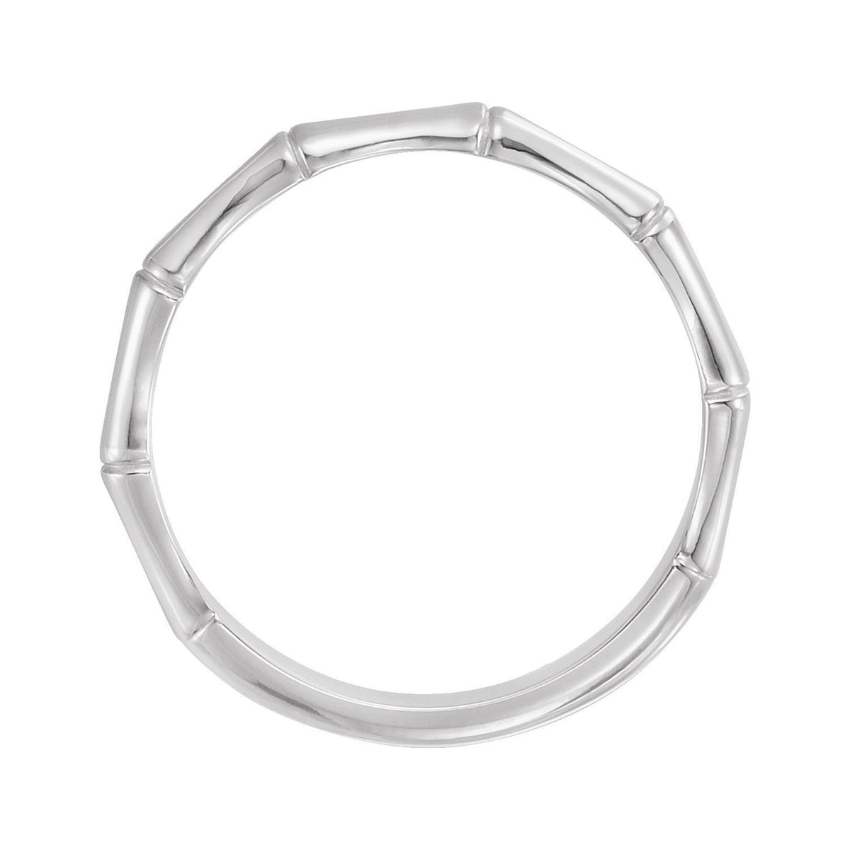 Sapphire Row Gold Bamboo Stackable Ring - 14K White Gold (view 2)