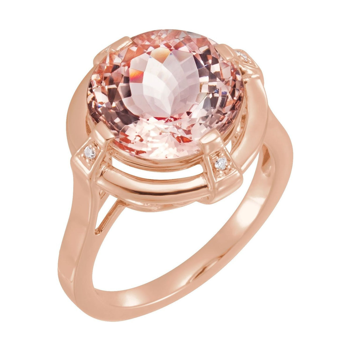 Sapphire Row Natural Pink Morganite Checkerboard Solitaire Ring - Default Title