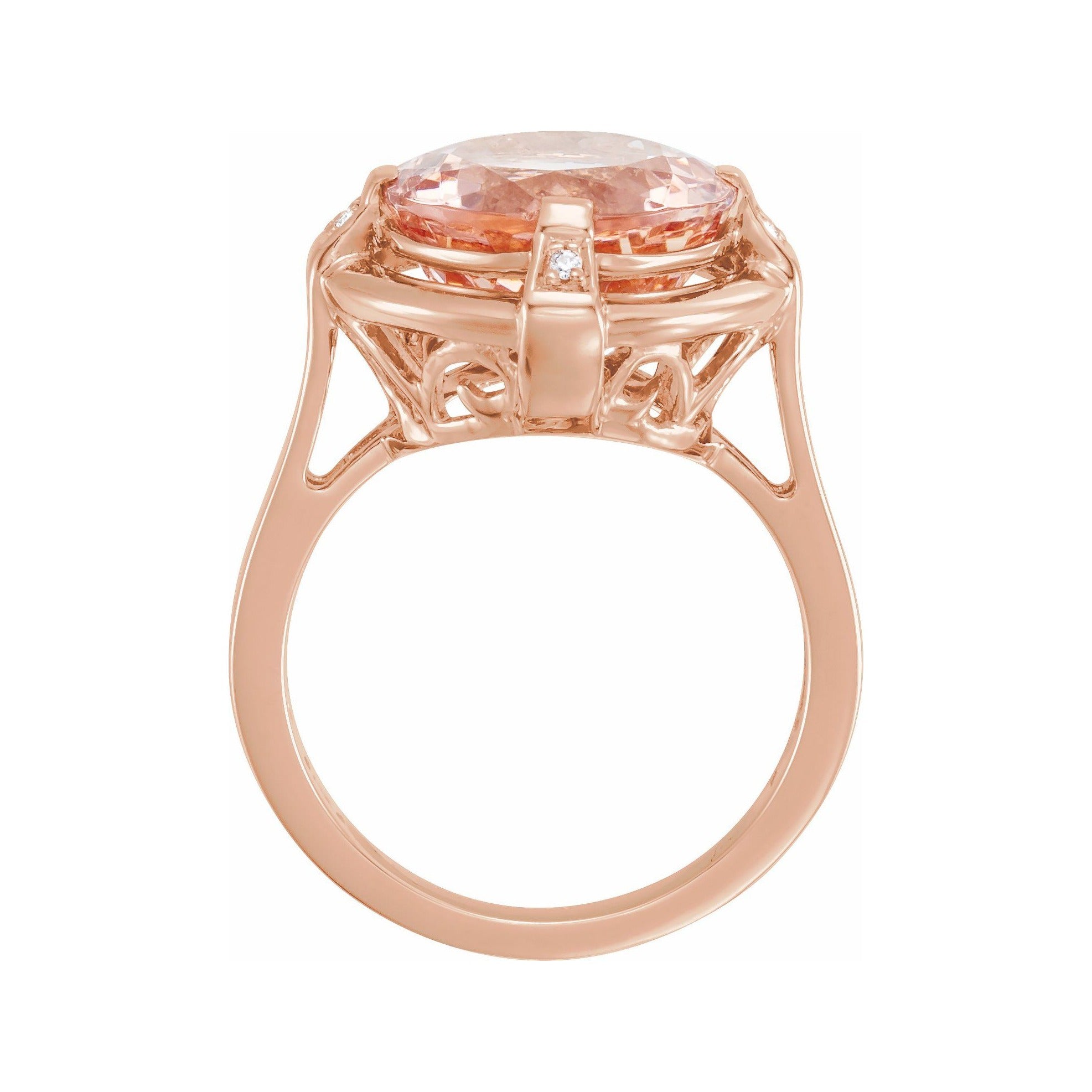 Sapphire Row Natural Pink Morganite Checkerboard Solitaire Ring - Default Title (view 2)