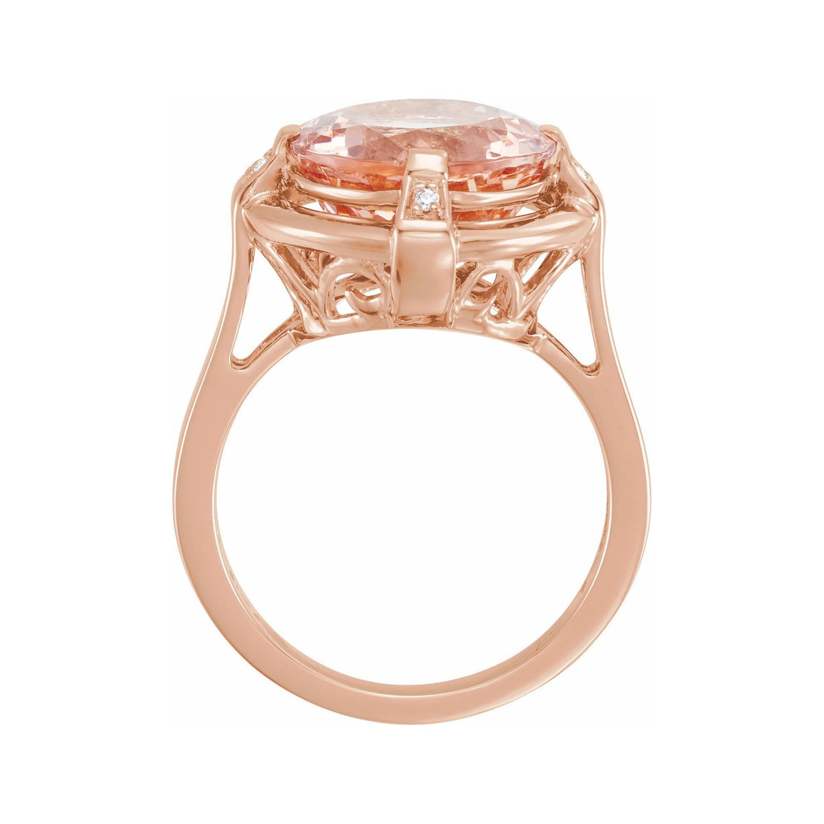Sapphire Row Natural Pink Morganite Checkerboard Solitaire Ring - Default Title (view 2)