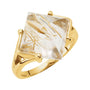 Sapphire Row Natural Rutilated Quartz Cabochon Solitaire Ring - Default Title