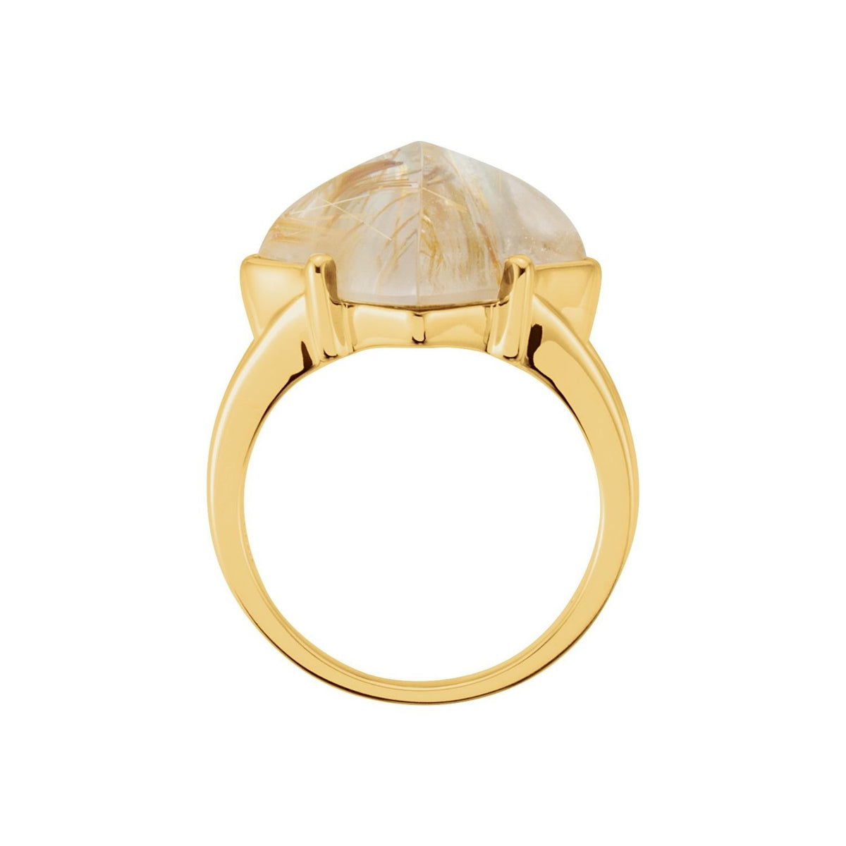 Sapphire Row Natural Rutilated Quartz Cabochon Solitaire Ring - Default Title (view 2)