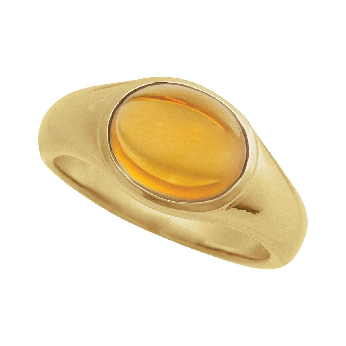 Sapphire Row Natural Citrine Bezel Cabochon Ring - 14K Yellow Gold (view 4)