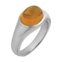 Sapphire Row Natural Citrine Bezel Cabochon Ring - 14K White Gold