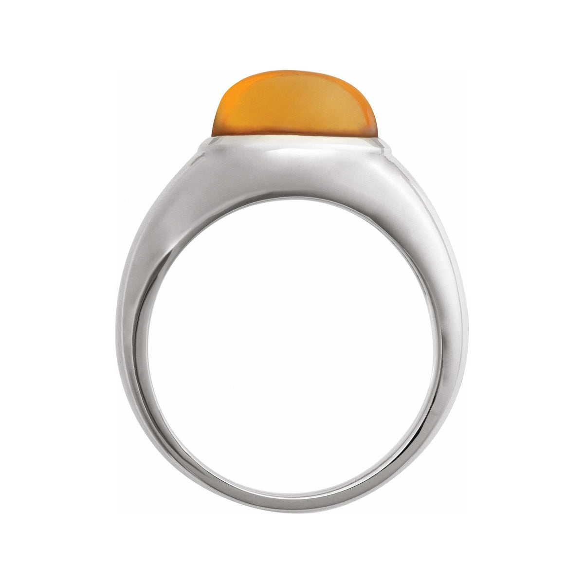 Sapphire Row Natural Citrine Bezel Cabochon Ring - 14K White Gold (view 2)