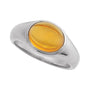 Sapphire Row Natural Citrine Bezel Cabochon Ring - 14K White Gold (view 4)