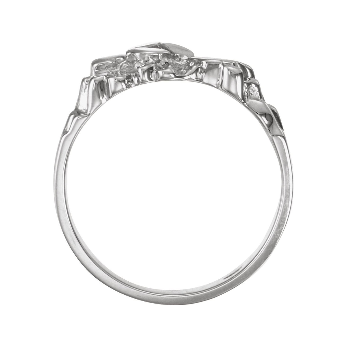 Sapphire Row Gold Nugget Ring - 10K White Gold (view 2)