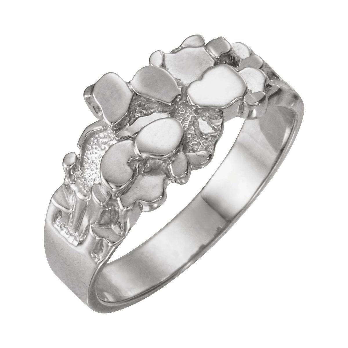 Sapphire Row Gold Nugget Ring - 14K White Gold