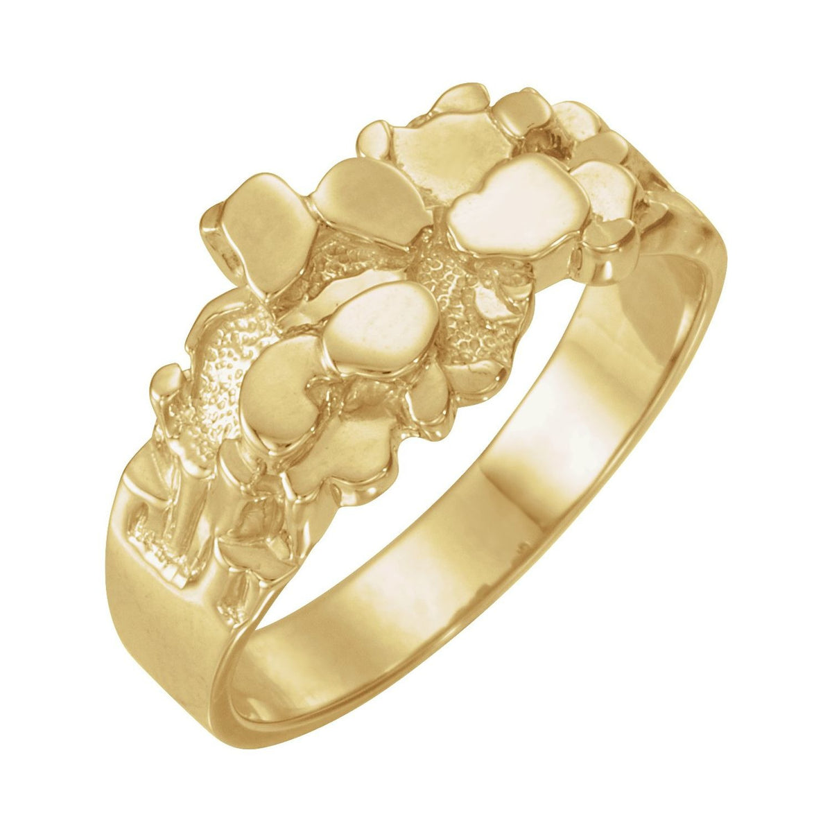 Sapphire Row Gold Nugget Ring - 10K Yellow Gold