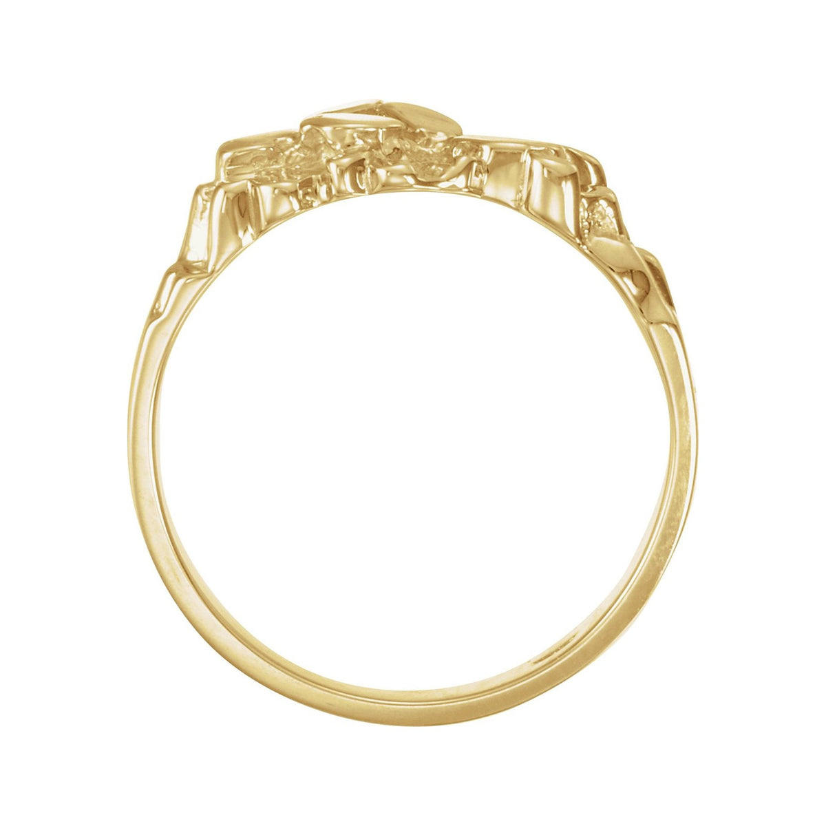 Sapphire Row Gold Nugget Ring - 18K Yellow Gold (view 2)