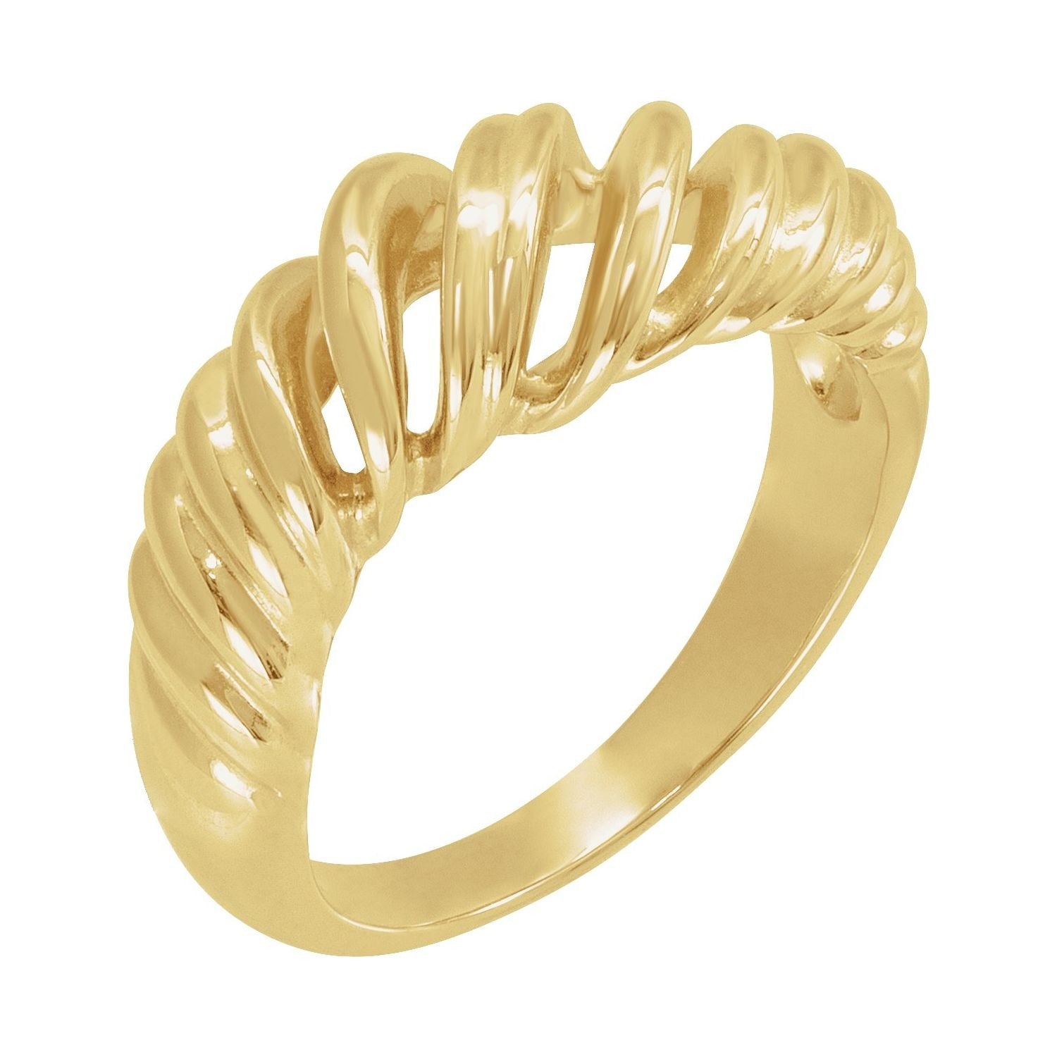 Sapphire Row Gold Twisted Wrap Dome Ring - 14K Yellow Gold