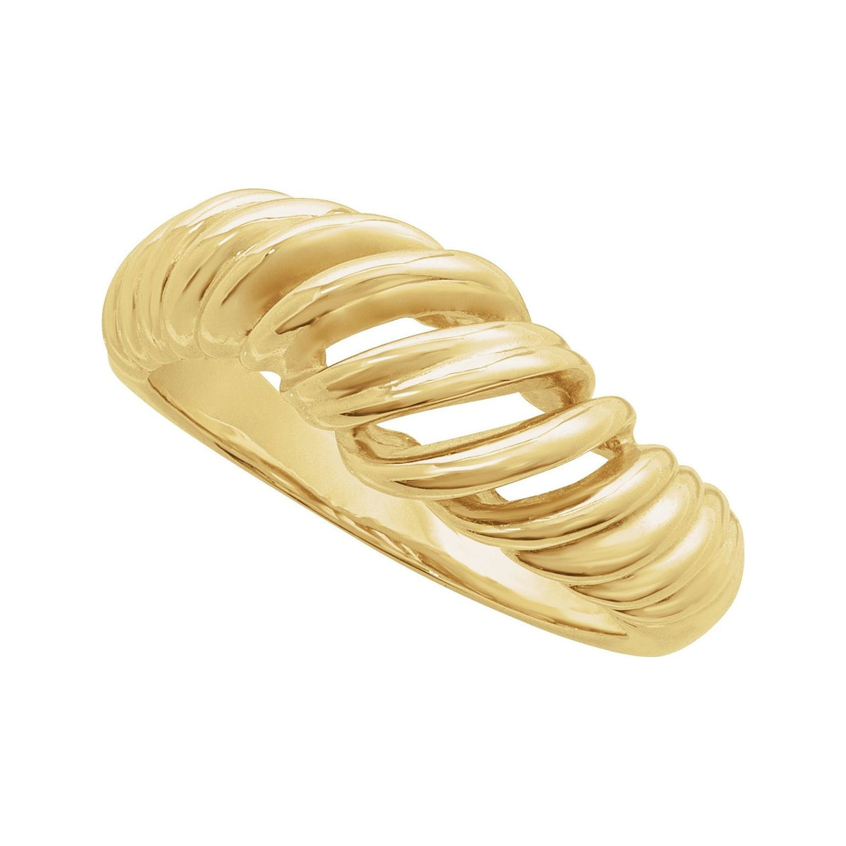 Sapphire Row Gold Twisted Wrap Dome Ring - 14K Yellow Gold (view 4)