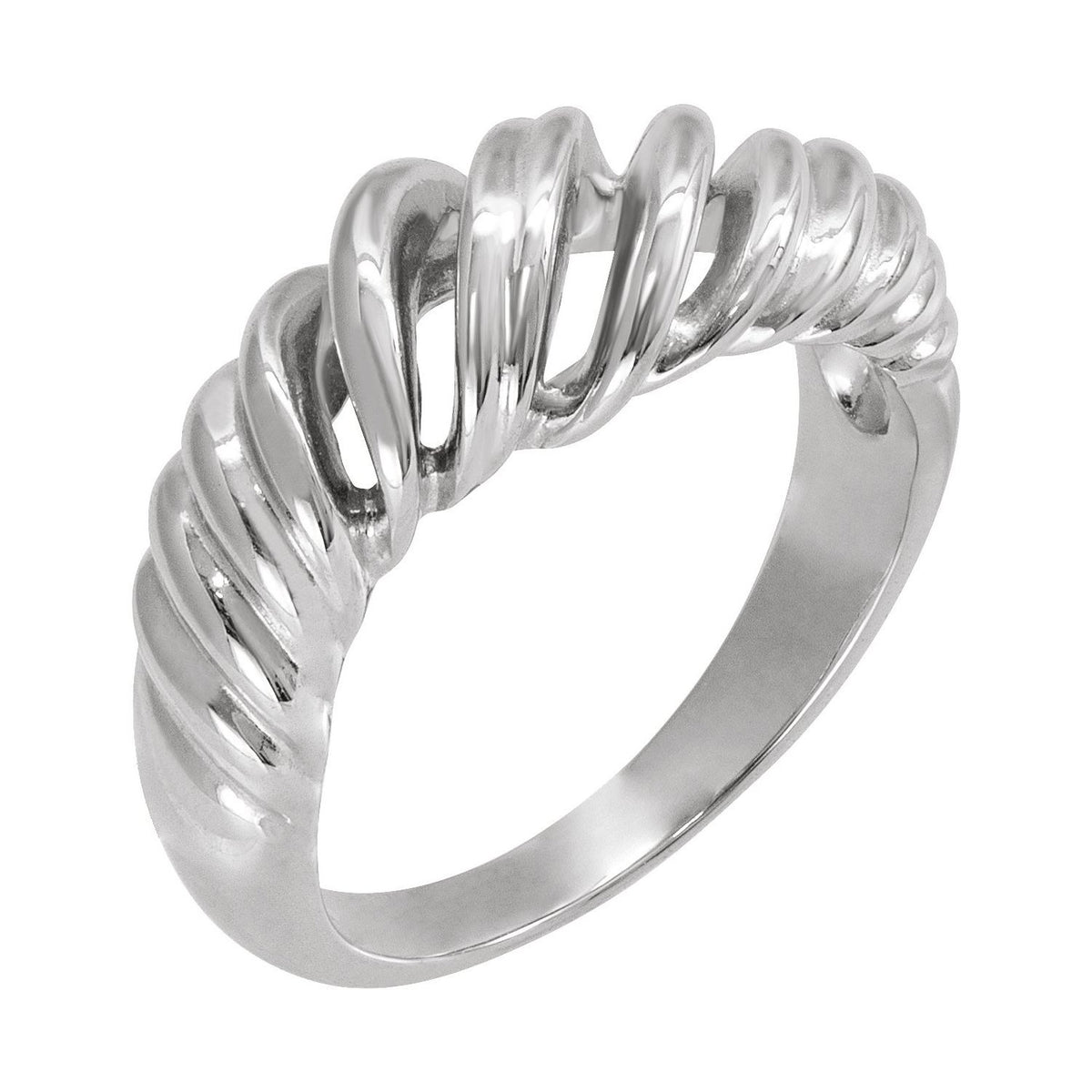 Sapphire Row Gold Twisted Wrap Dome Ring - 14K White Gold