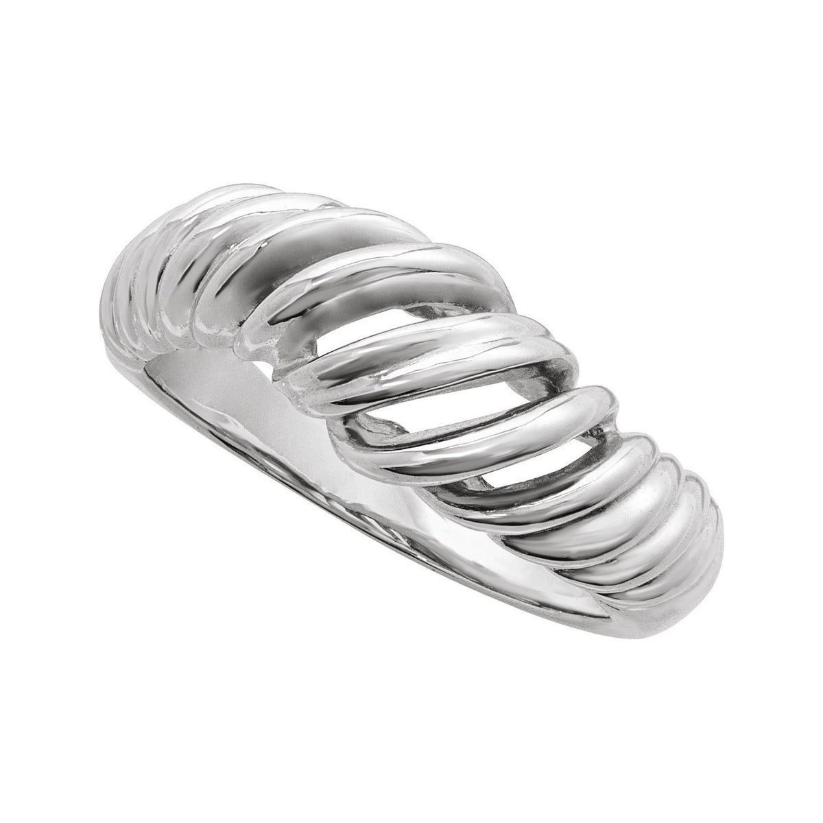 Sapphire Row Gold Twisted Wrap Dome Ring - 14K White Gold (view 4)