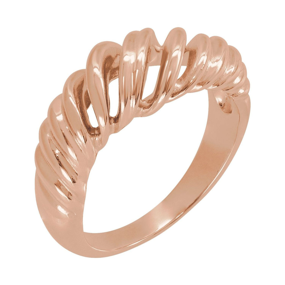 Sapphire Row Gold Twisted Wrap Dome Ring - 14K Rose Gold