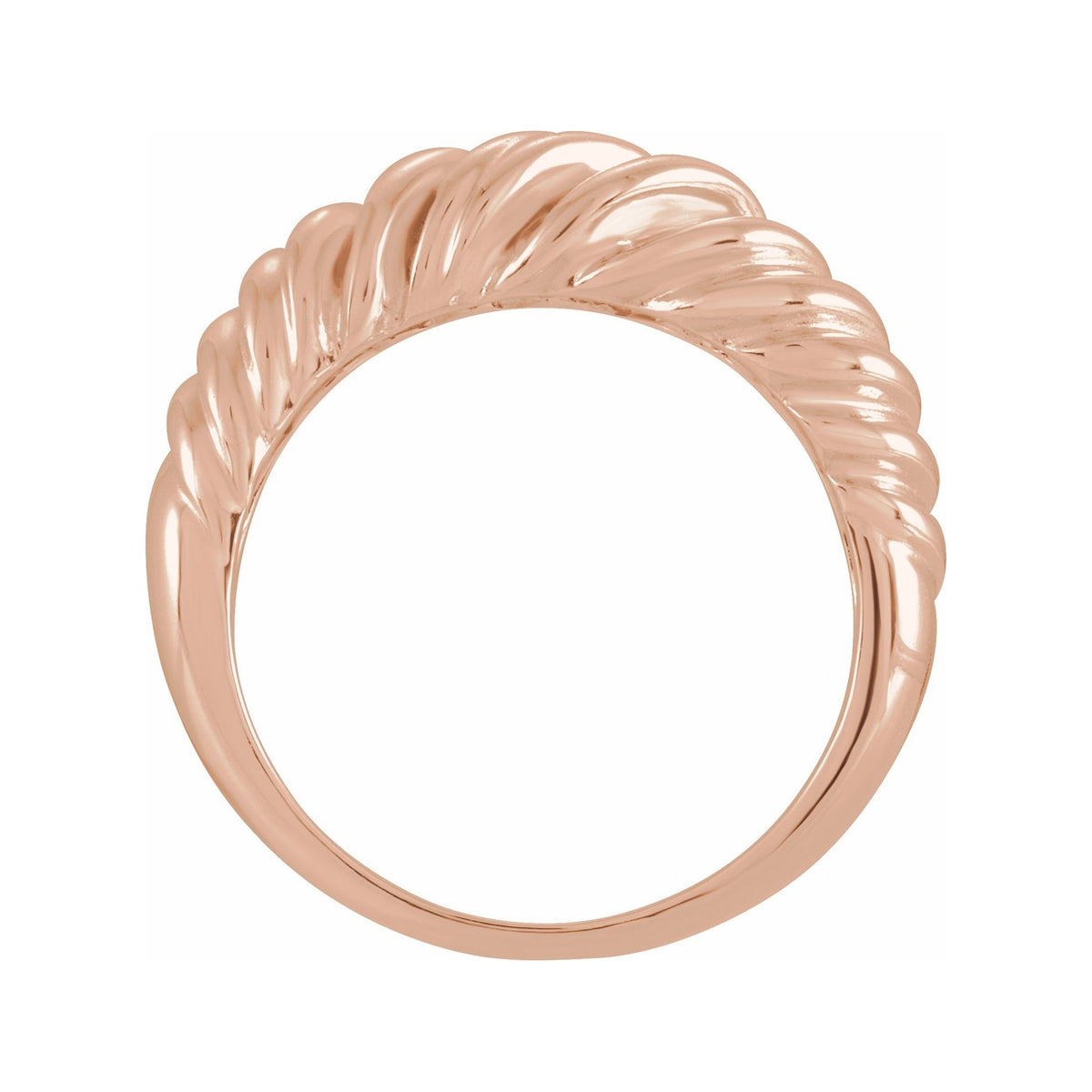 Sapphire Row Gold Twisted Wrap Dome Ring - 14K Rose Gold (view 2)