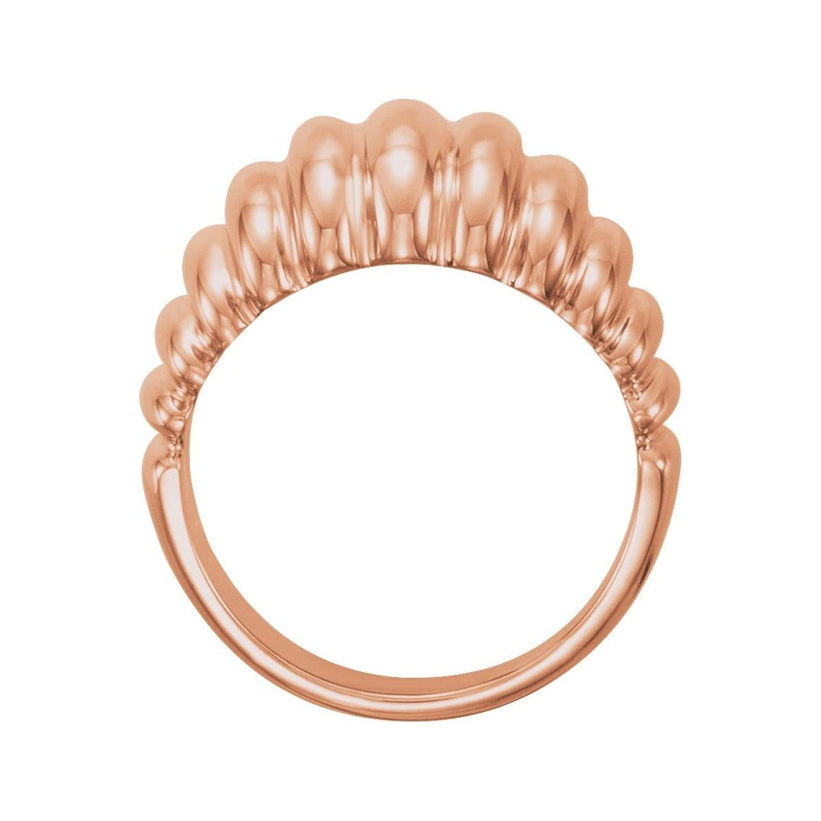 Sapphire Row Gold Fluted Dome Ring - 14K Rose Gold (view 2)