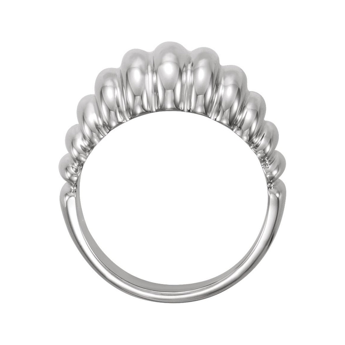 Sapphire Row Gold Fluted Dome Ring - 14K White Gold (view 4)
