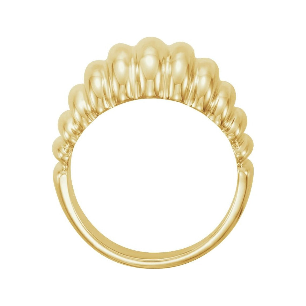 Sapphire Row Gold Fluted Dome Ring - 14K Yellow Gold (view 2)