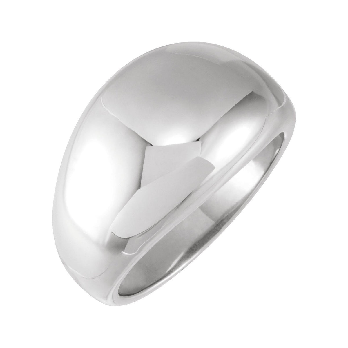 Sapphire Row Gold Polished Dome Ring - 14K White Gold, 12 mm