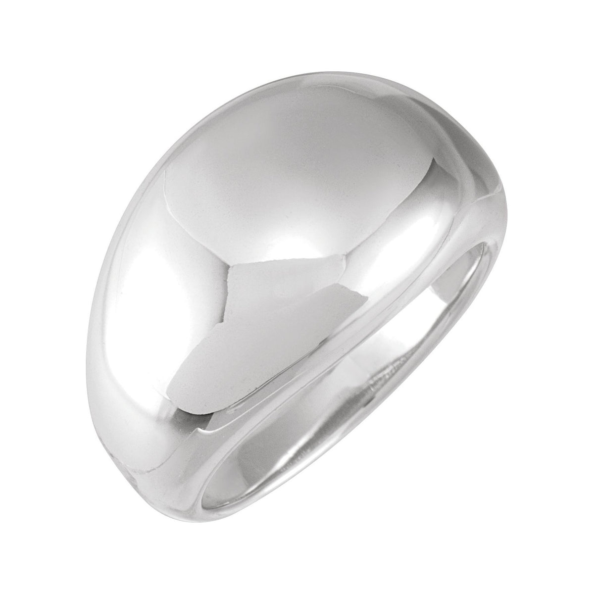 Sapphire Row Gold Polished Dome Ring - 14K White Gold, 14 mm
