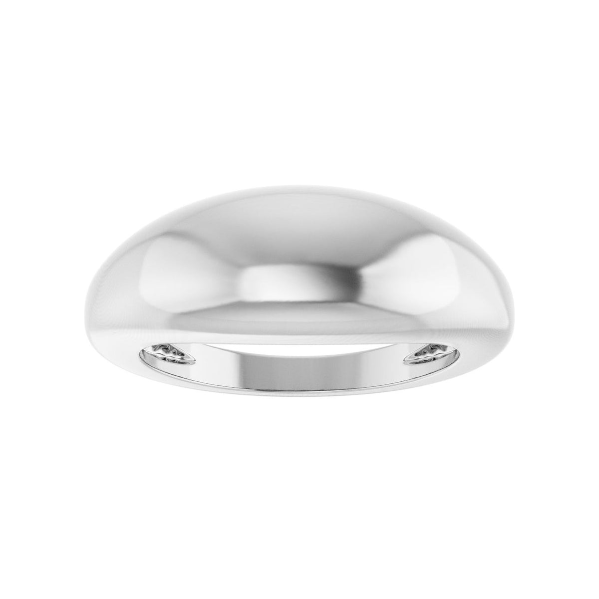 Sapphire Row Gold Polished Dome Ring - 14K White Gold, 8 mm (view 3)