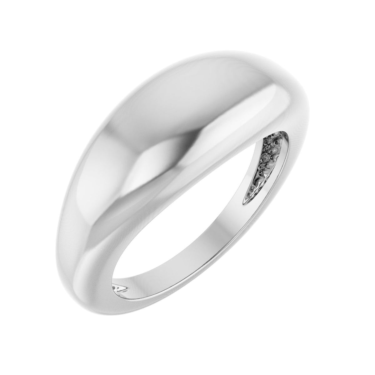 Sapphire Row Gold Polished Dome Ring - Platinum, 8 mm