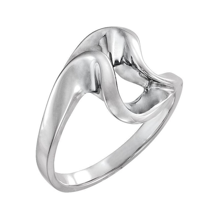 Sapphire Row Gold Freeform Ring - 14K White Gold