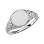Sapphire Row Engravable Nugget Signet Ring - 10K White Gold