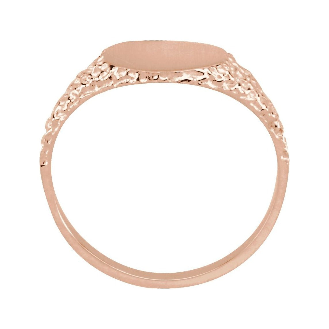 Sapphire Row Engravable Nugget Signet Ring - 14K Rose Gold (view 2)