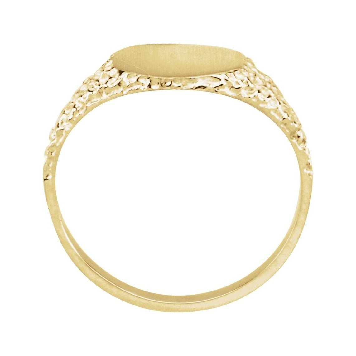Sapphire Row Engravable Nugget Signet Ring - 14K Yellow Gold (view 2)
