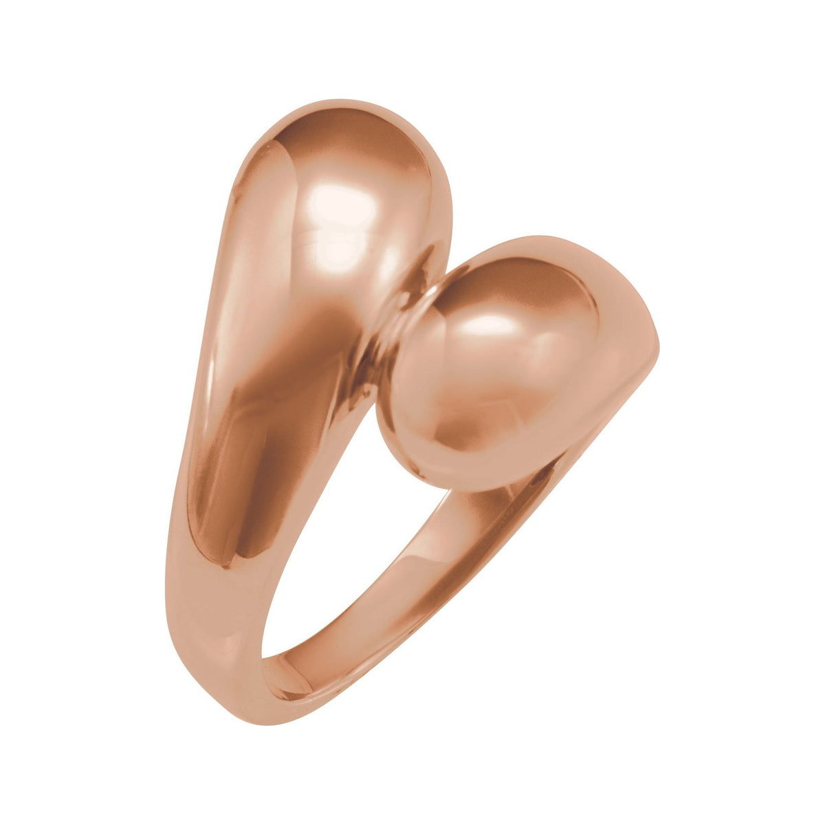 Sapphire Row Gold Bypass Ball Ring - 14K Rose Gold