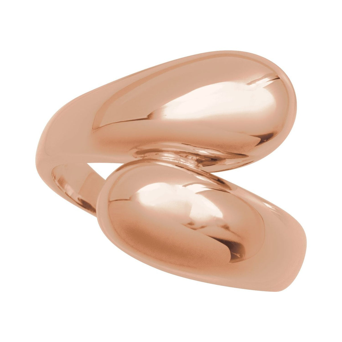 Sapphire Row Gold Bypass Ball Ring - 14K Rose Gold (view 3)