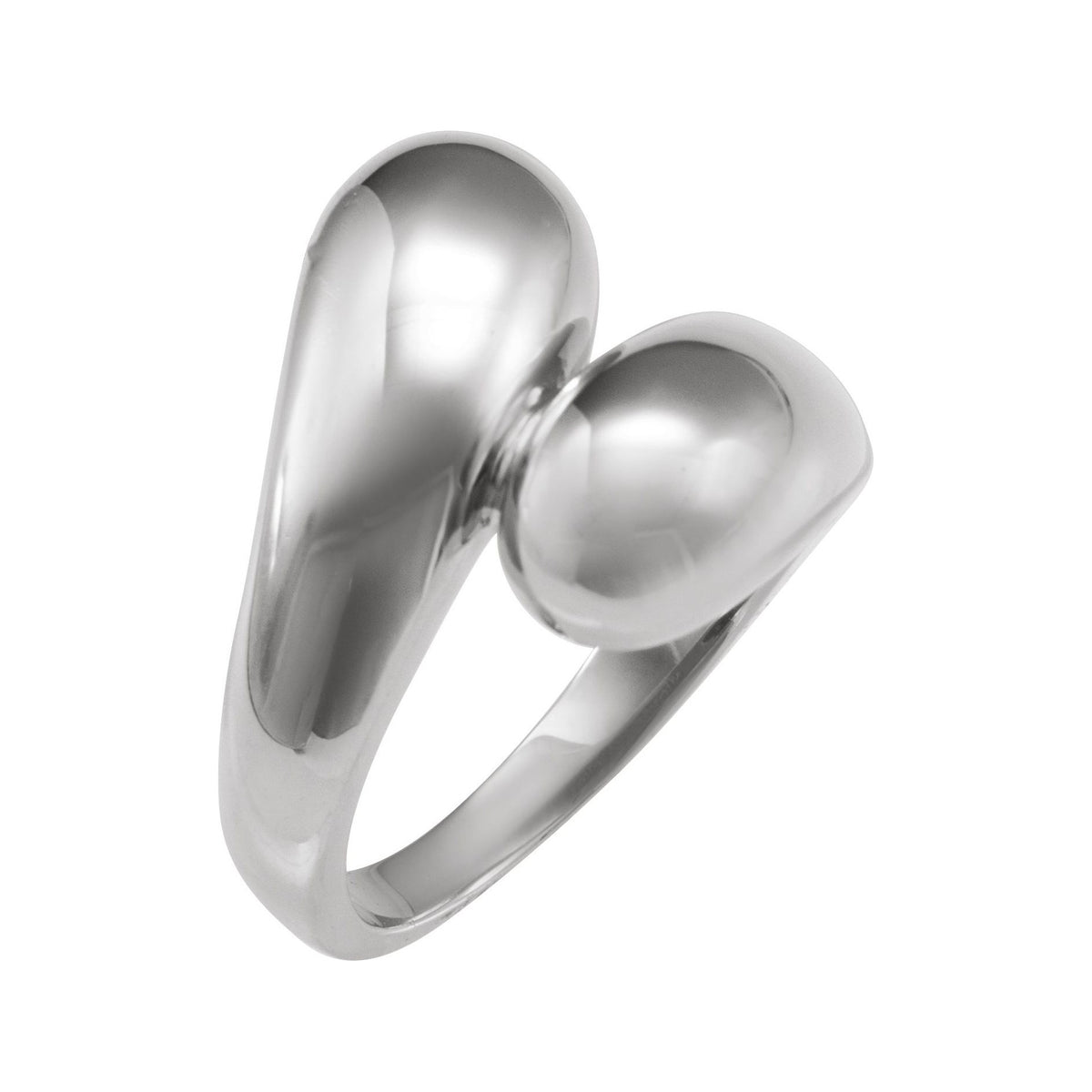 Sapphire Row Gold Bypass Ball Ring - 14K White Gold