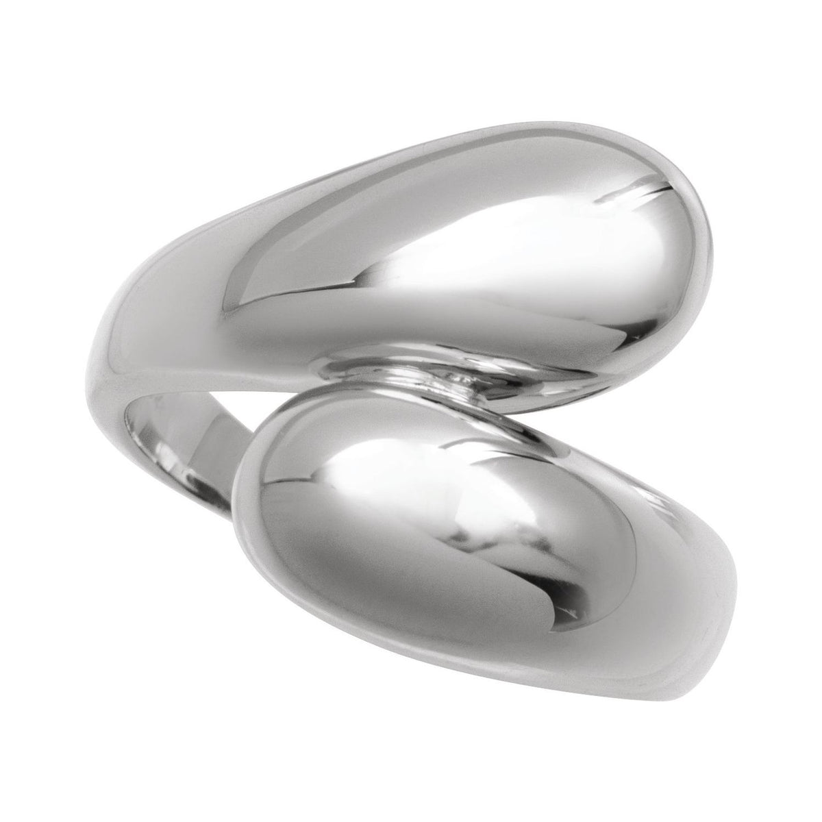 Sapphire Row Gold Bypass Ball Ring - 14K White Gold (view 3)