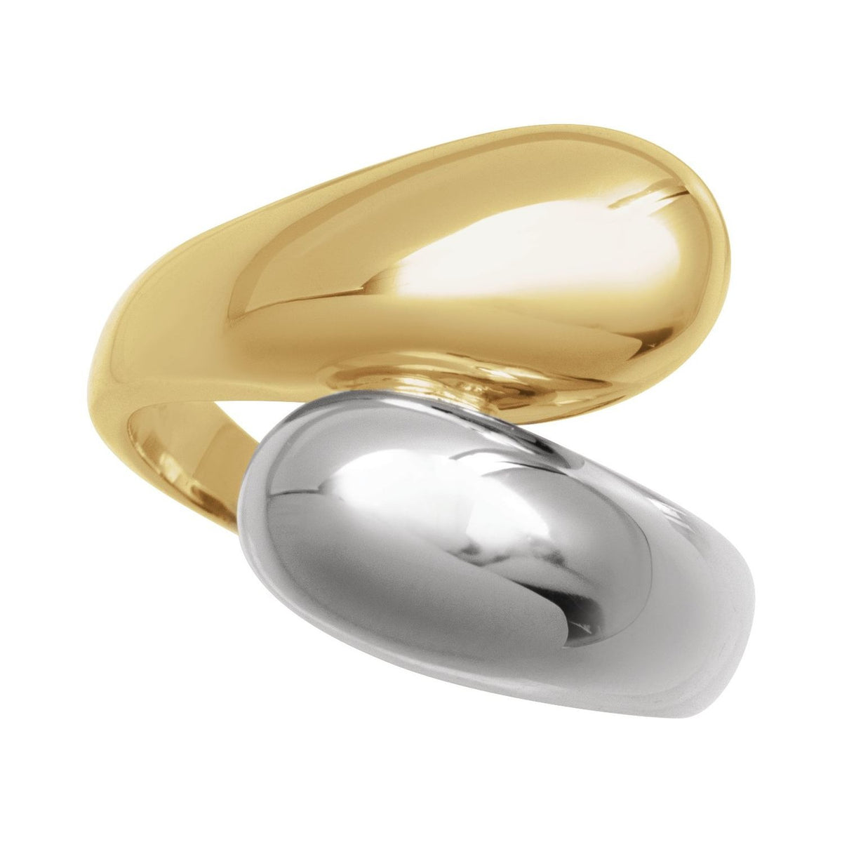 Sapphire Row Gold Bypass Ball Ring - 14K Yellow & White Gold (view 3)