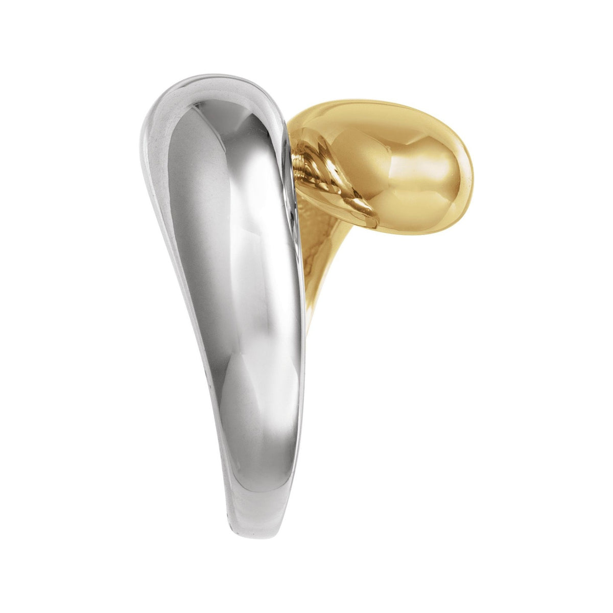 Sapphire Row Gold Bypass Ball Ring - 14K Yellow & White Gold (view 4)