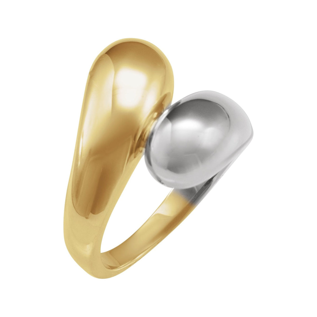 Sapphire Row Gold Bypass Ball Ring - 18K Yellow & White Gold